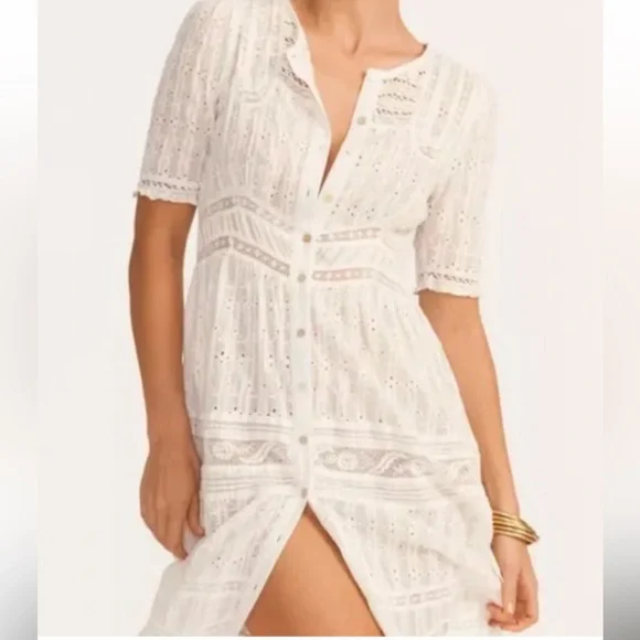 NWT $595 LoveShackFancy Medina Victorian Maxi White Lace Dress 2PC Size 2 - Picture 3 of 14